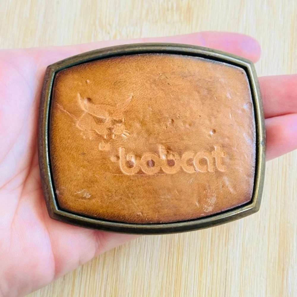 Vintage El Cid Bobcat belt buckle‎ Leather brass Rare